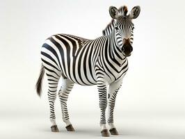 Zebra isolated on white background. 3d render illustration with clipping path. AI Generative photo