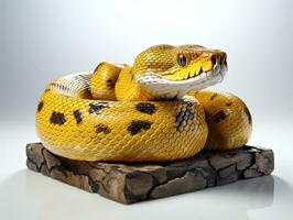 Yellow boa constrictor snake isolated on white background with clipping path. AI Generative photo