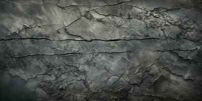 The surface of the old gray stone. Background, texture for design. Dark grey stone wall background texture. Natural pattern of black slate. AI Generative photo