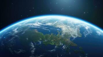 Beautiful view of the planet Earth from space. 3d illustration. AI Generative photo