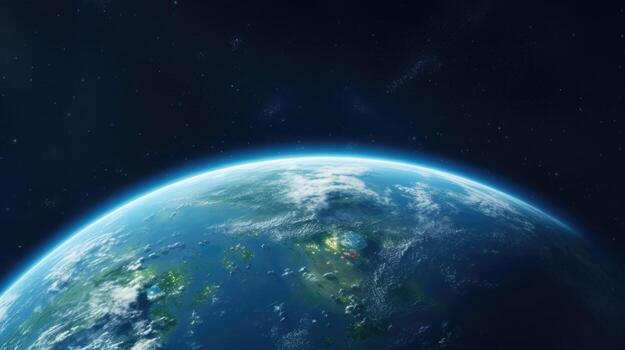 Beautiful view of the planet Earth from space. 3d illustration. AI Generative photo
