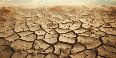 Dry cracked earth background. Global warming and climate change concept. AI Generative photo