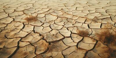 Dry cracked earth background. Global warming and climate change concept. AI Generative photo