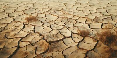 Dry cracked earth background. Global warming and climate change concept. AI Generative photo