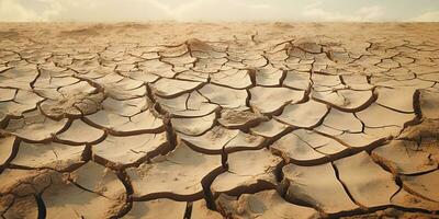 Dry cracked earth background. Global warming and climate change concept. AI Generative photo