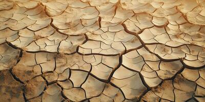 Dry cracked earth background. Global warming and climate change concept. AI Generative photo