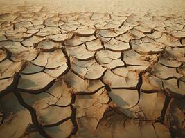 Dry cracked earth background. Global warming and climate change concept. AI Generative photo