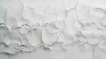 cracked white wall background. Cracked white concrete wall texture. AI Generative photo