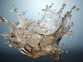 water splash macro close up isolated on blue background with clipping path. AI Generative photo