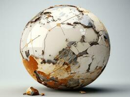 Broken glass sphere on white background. 3d render illustration. AI Generative photo