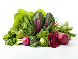 Composition with variety of raw vegetables on wooden table. Balanced diet. AI Generative photo