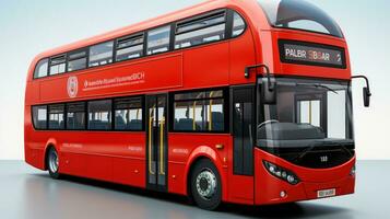 Red double decker bus in the London city photo