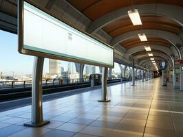 Empty billboard in a subway station photo