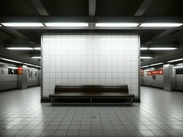 Empty billboard in a subway station photo