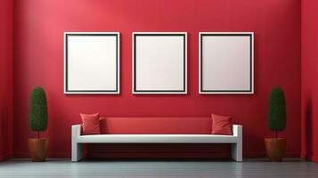 moderno Arte galería interior con blanco póster en pared. foto