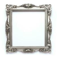 Luxury metal frame with ornament on wall. photo