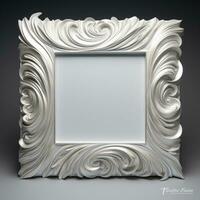 Luxury metal frame with ornament on wall. photo