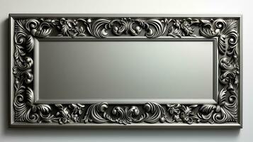 Luxury metal frame with ornament on wall. photo