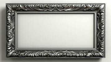 Luxury metal frame with ornament on wall. photo