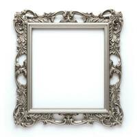 Luxury metal frame with ornament on wall. photo