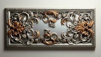 Decorative frame with ornament on the wall photo