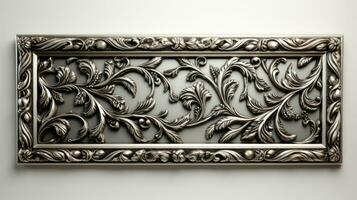 Decorative frame with ornament on the wall photo