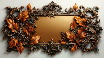 Decorative frame with ornament on the wall photo