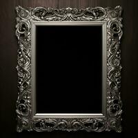 Luxury metal frame with ornament on wall. photo