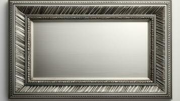 Luxury metal frame with ornament on wall. photo