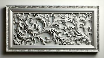 Decorative frame with ornament on the wall photo