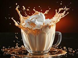 Coffee with milk splash photo