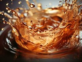 Falling drops and splash of orange liquid. photo