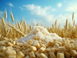 Wheat field with grains photo