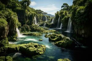 Waterfall in Costa Rica, Central America, Central America, South America. AI generated photo