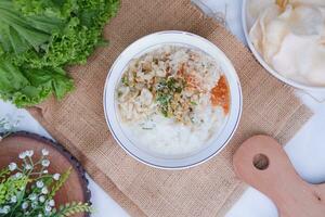 arroz gachas de avena con pollo, indonesio estilo comida foto