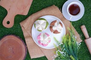 Bolu kukus is an Indonesian traditional sponge cupcake photo