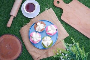 Bolu kukus is an Indonesian traditional sponge cupcake photo