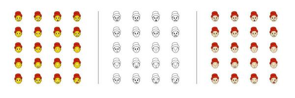 Emoji Icon Set Large Collection, Boy With Summer Cap Emoji Icons vector