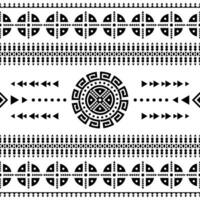 Tribal decoration vector illustration. Seamless ethnic pattern with Aztec native. Design for textile template. Black and white.