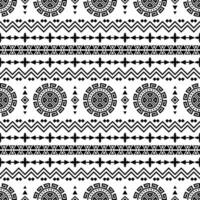 Seamless ethnic ornament pattern with abstract geometric. Native American vector illustration. Aztec motif style. Design for textile template. Black and white.
