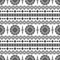 Seamless ethnic ornament pattern with abstract geometric. Native American vector illustration. Aztec motif style. Design for textile template. Black and white.