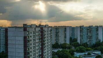 Timelapse of city with heavy clouds gathering in the sky video