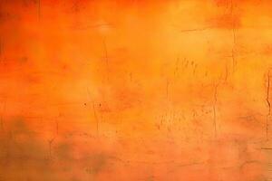 Dirty and weathered orange concrete wall background texture. ai generated photo