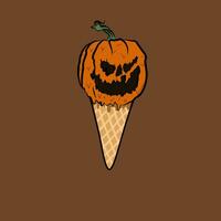 Melted Halloween Pumpkin Ice Cream vector