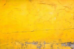 Dirty and weathered yellow concrete wall background texture. ai generated photo
