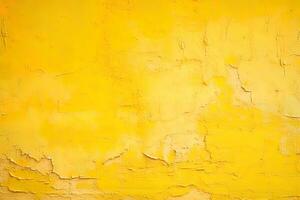 Dirty and weathered yellow concrete wall background texture. ai generated photo