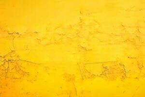 Dirty and weathered yellow concrete wall background texture. ai generated photo