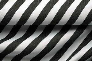 black and white striped fabric texture background. ai generated photo