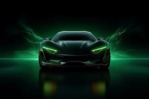 green sports car wallpaper with fantastic light effect background. ai generated photo