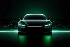 green sports car wallpaper with fantastic light effect background. ai generated photo